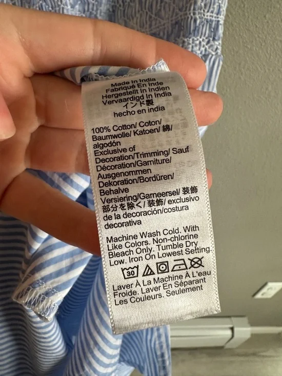 J. Crew Paloma Blue Pinstripe Smocked Maxi Dress Large - Picture 8 of 13